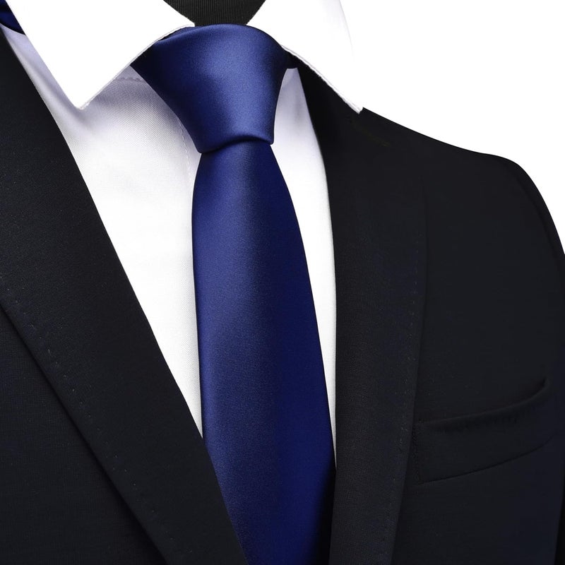 Branduce 2.4"（6cm） Mens Solid Skinny Satin Tie Pure Color Slim Necktie for Business and Wedding - Image 2
